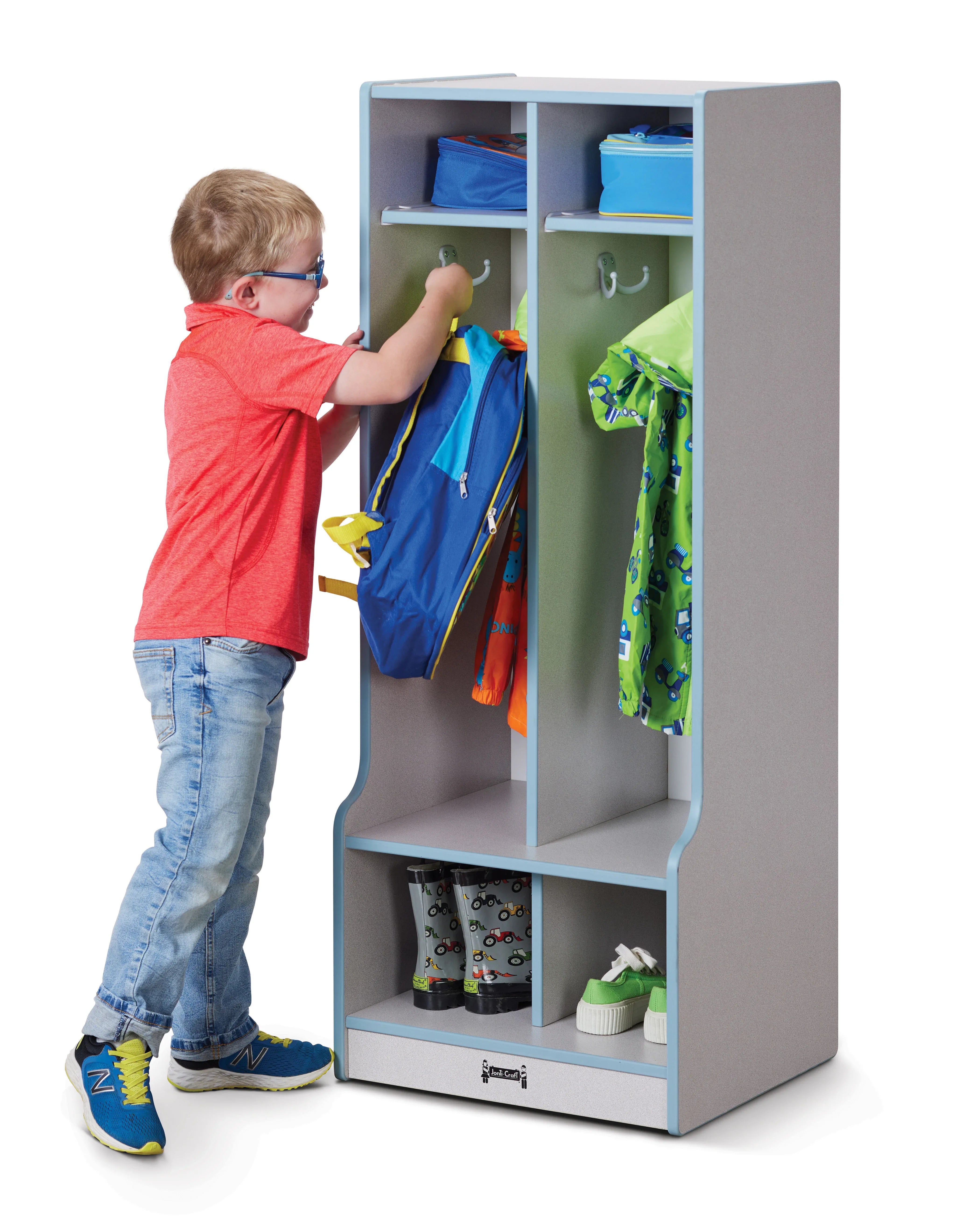 Rainbow Accents® 2 Section Coat Locker with Step - Coastal Blue