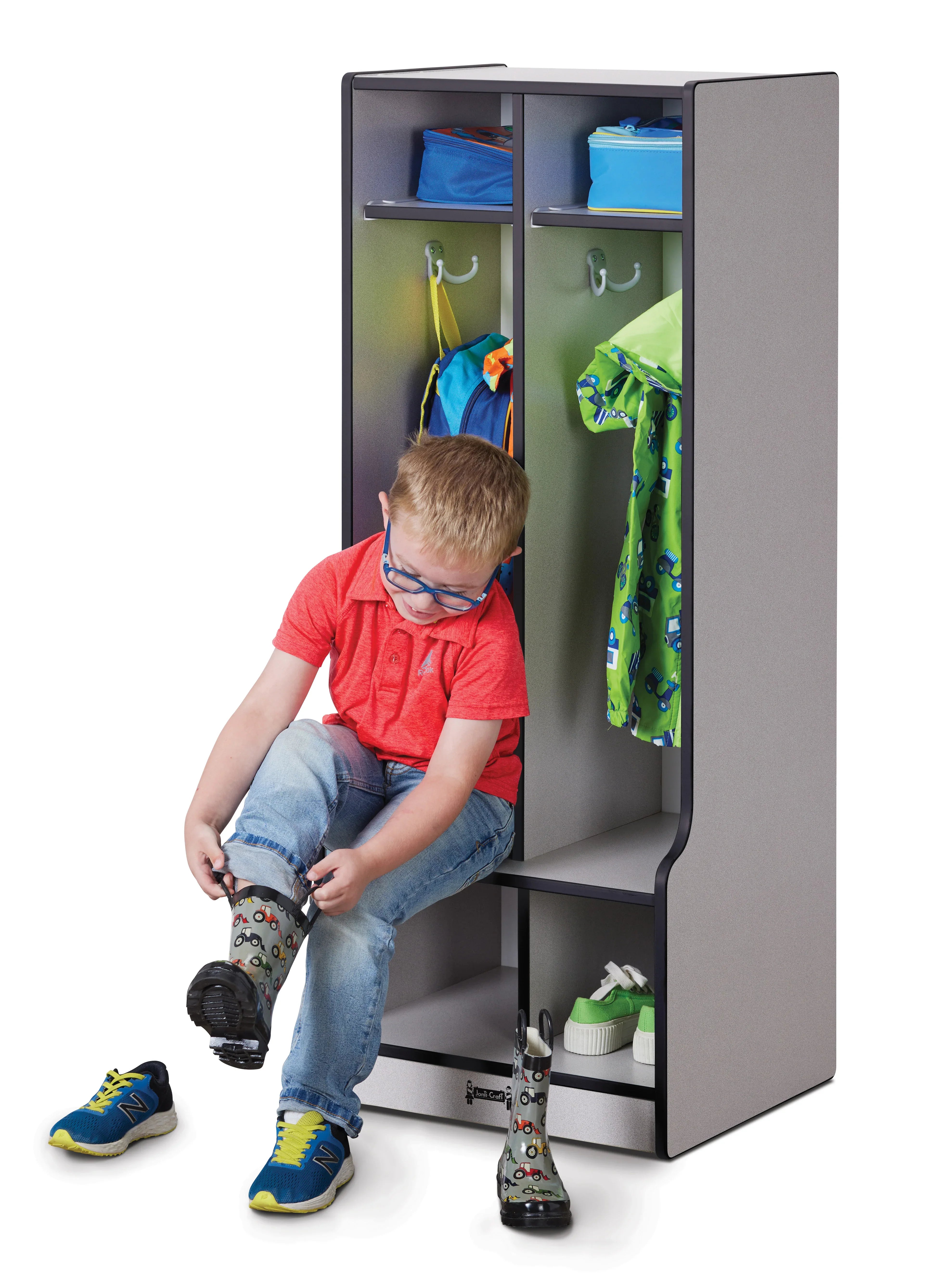 Rainbow Accents® 2 Section Coat Locker with Step - Black