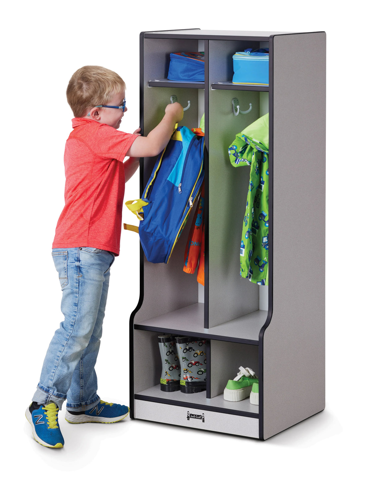 Rainbow Accents® 2 Section Coat Locker with Step - Black