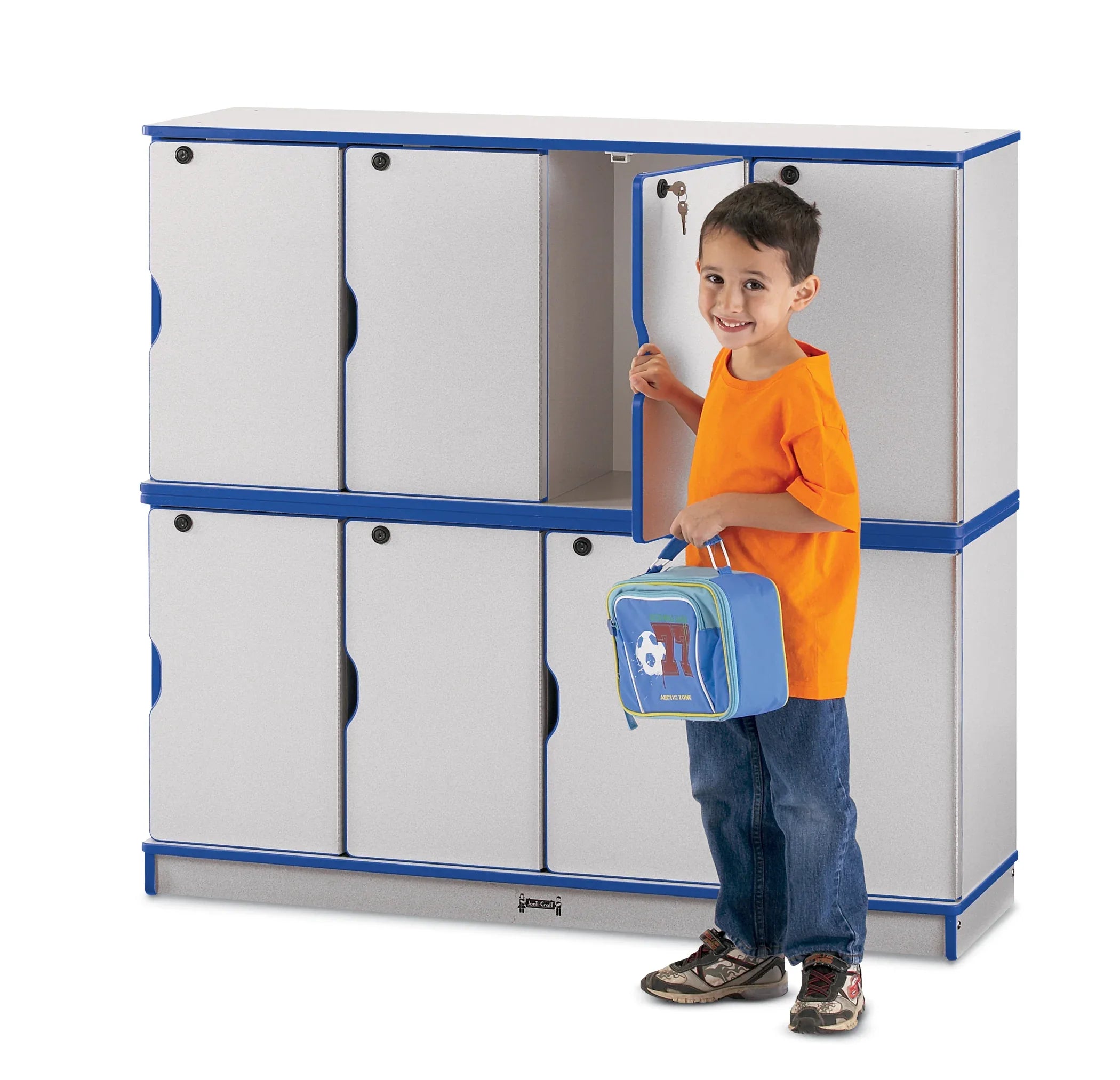 Rainbow Accents® Stacking Lockable Lockers - Double Stack - Blue