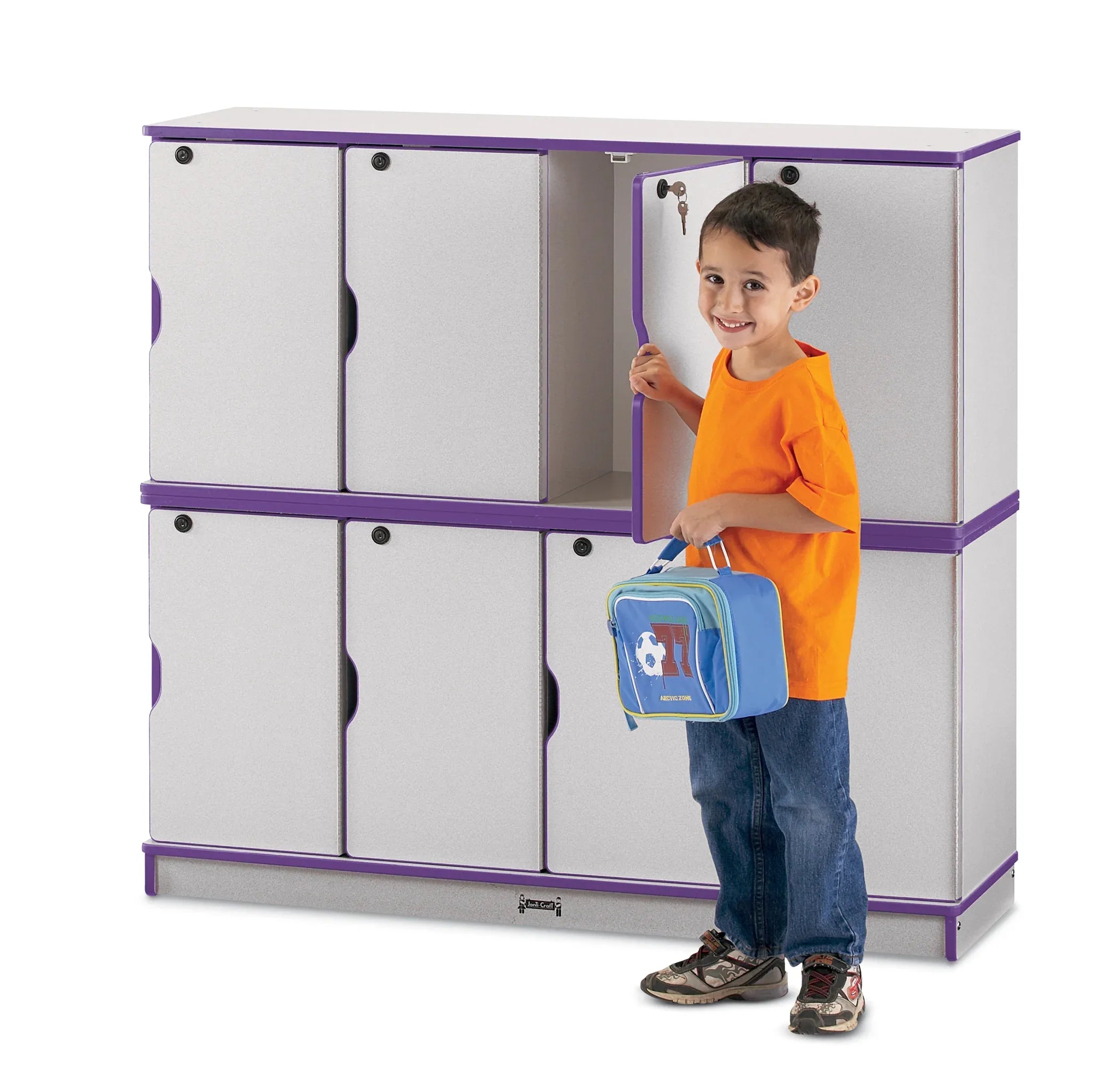 Rainbow Accents® Stacking Lockable Lockers - Double Stack - Purple