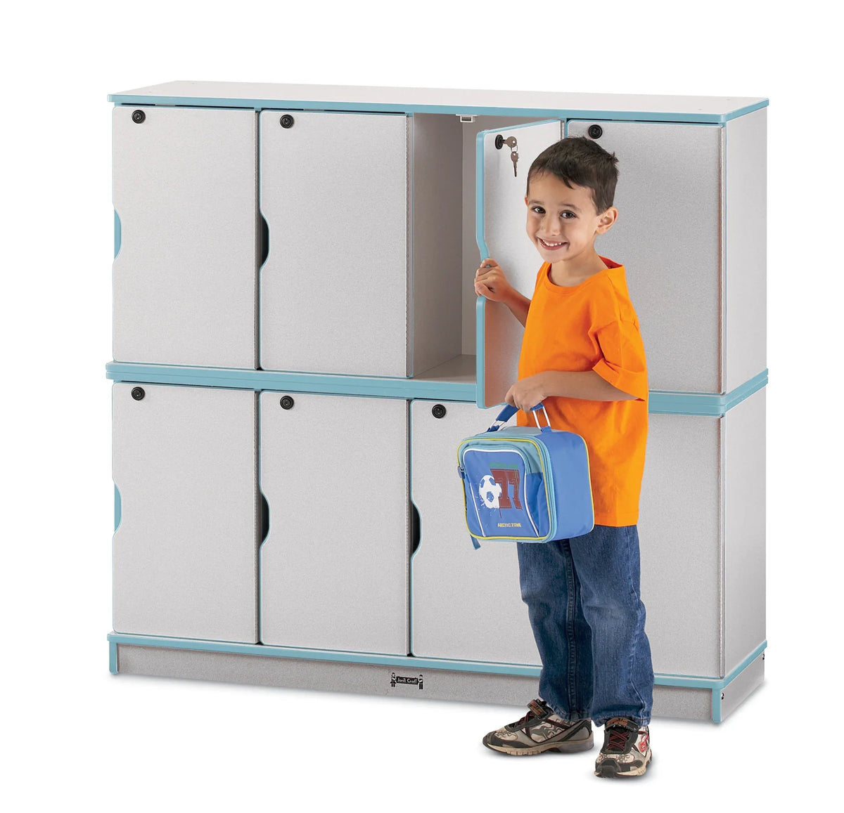 Rainbow Accents® Stacking Lockable Lockers - Double Stack - Coastal Blue