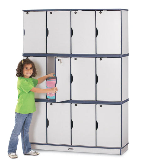 Rainbow Accents® Stacking Lockable Lockers - Triple Stack - Navy