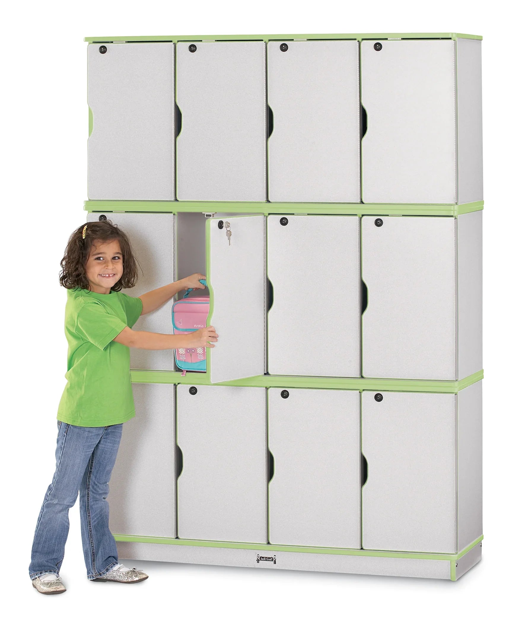 Rainbow Accents® Stacking Lockable Lockers - Triple Stack - Key Lime Green