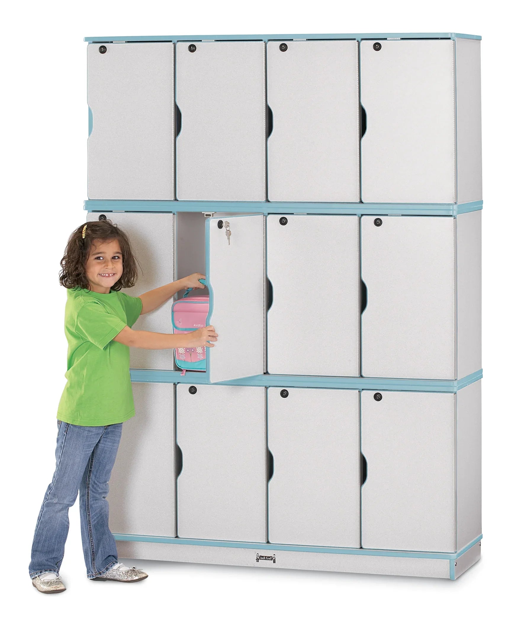 Rainbow Accents® Stacking Lockable Lockers - Triple Stack - Coastal Blue