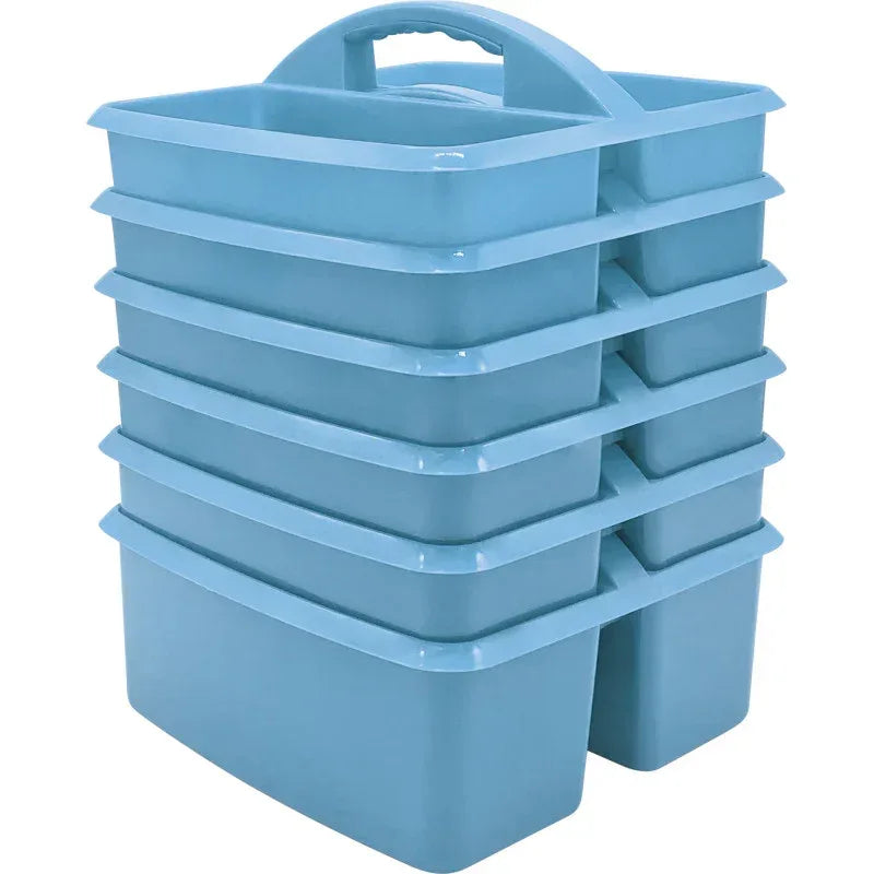 Light Blue Plastic Storage Caddy, Pack of 6