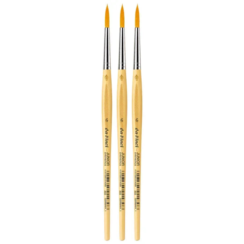 JUNIOR Synthetics Student Brush, Synthetic, Tempera, Round, Series 303, Size 6, Pack of 3