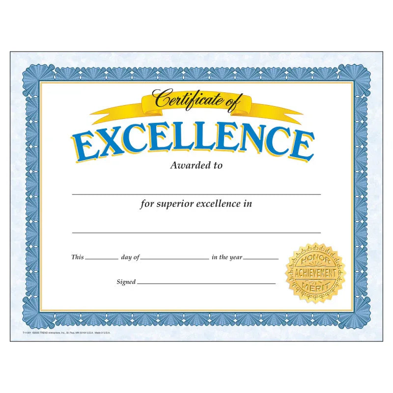 Certificate of Excellence Classic Certificates, 30 ct