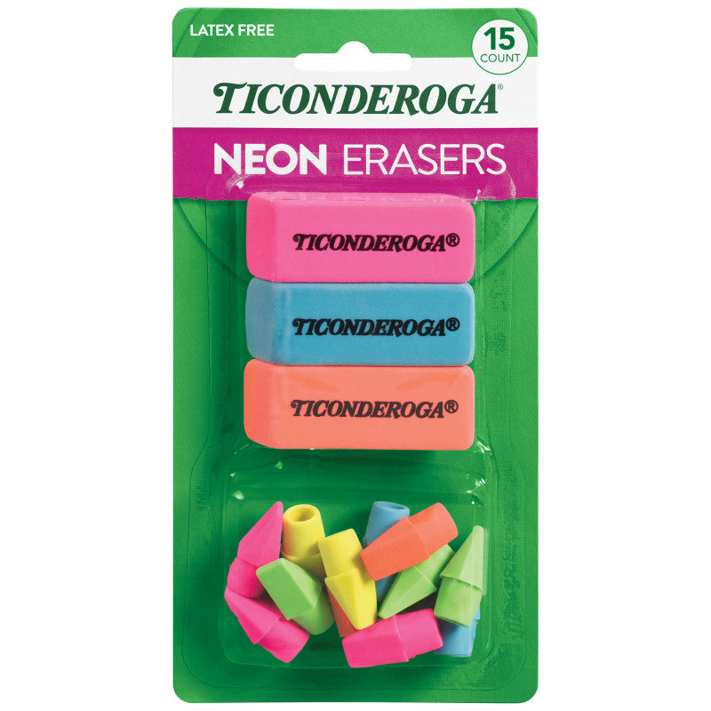 Eraser Combo Set, Neon, 3 Beveled, 12 Wedge Cap