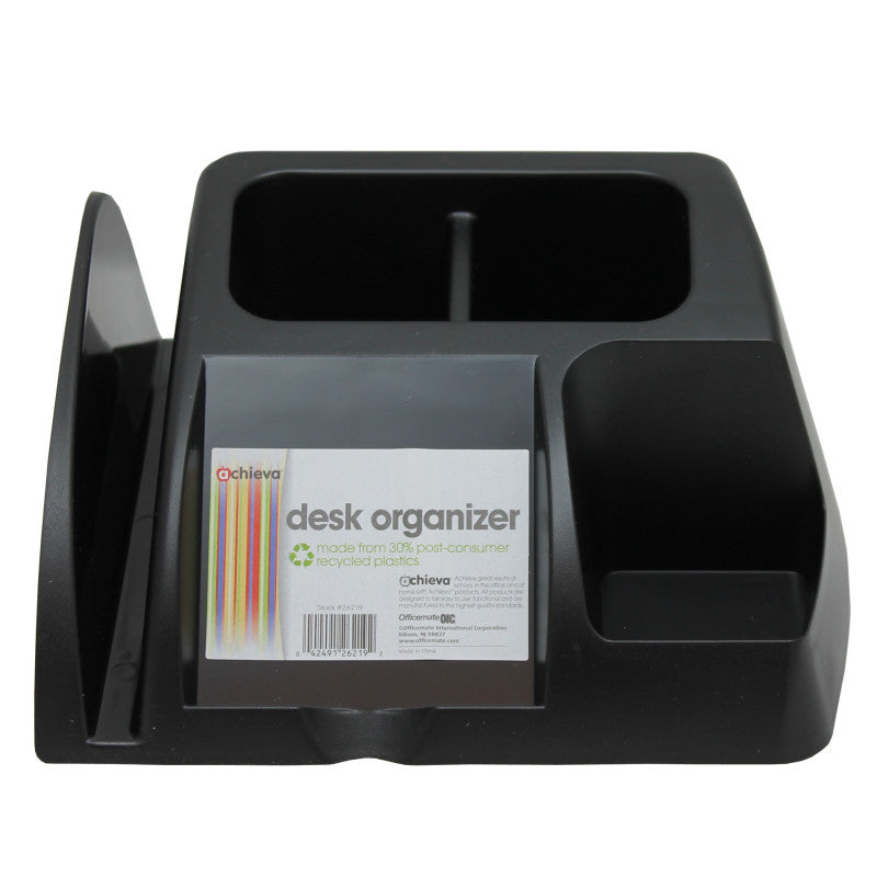 Achieva&reg; Recycled Desk Organizer, Black