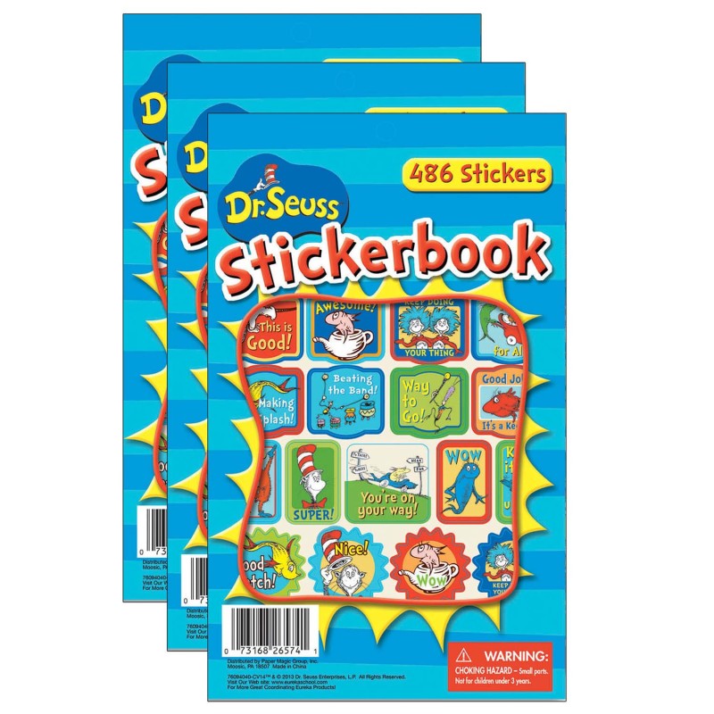 Dr. Seuss&trade; Awesome Sticker Book, 486 Stickers Per Pack, Pack of 3