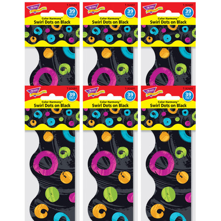 Color Harmony&trade; Swirl Dots on Black Terrific Trimmers&reg;, 39 Feet Per Pack, 6 Packs