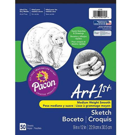 PACON, ART1ST SKETCH PAD 9" X 12" WHITE 50 SHEETS, 4746