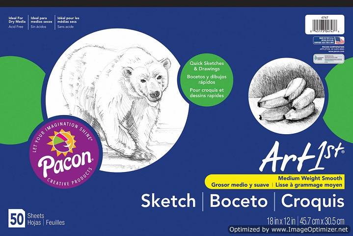 PACON, ART1ST SKETCH PAD 12" X 18" WHITE 50 SHEETS, 4747
