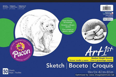 PACON, ART1ST SKETCH PAD 12" X 18" WHITE 50 SHEETS, 4747