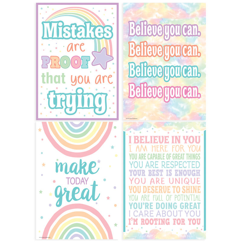 Pastel Pop Positive Posters, Set of 4