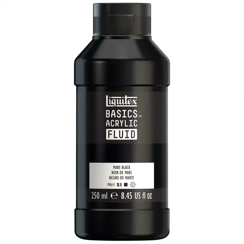 BASICS Acrylic Fluid, 250 mL, Bottle, Mars Black