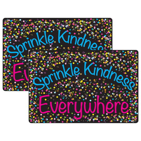 Welcome Mat with Slip Resistant Backing, 15.5" x 23.5", Confetti, Sprinkle Kindness Everywhere, Pack of 2