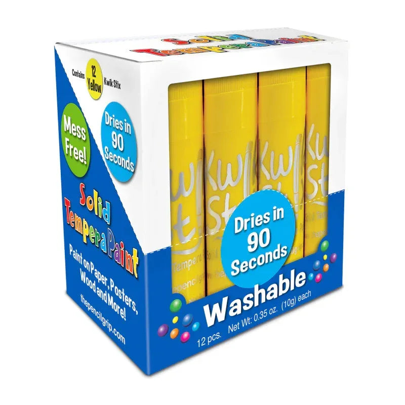 Solid Tempera Paint Sticks, Single Color Pack, Yellow, Pack of 12