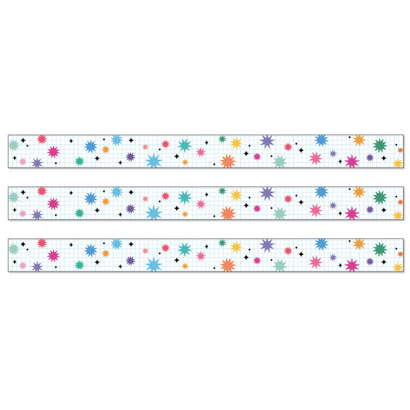Happily Ever Elementary Retro Remix Bursts & Twinkles Straight Bulletin Board Borders, 36 Feet Per Pack, 3 Packs