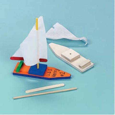 Unfinished 7 1/2" Wood Sailboat Kits - Set of 12