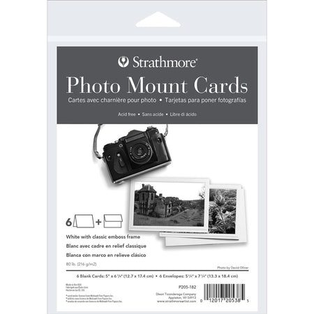 Photo Mount Cards & Envelopes, Classic Embossed Border, Full Size, 5x6.875 inch, 6 Pack