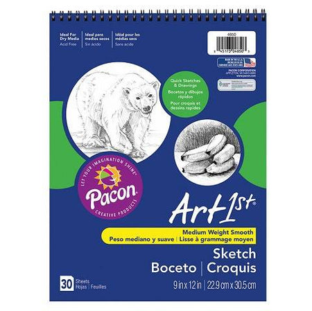 PACON, ART1ST SKETCH BOOK 9" X 12" WHITE 30 SHEETS, 4850