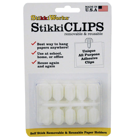 StikkiCLIPS&trade; Adhesive Clips, White, Pack of 20