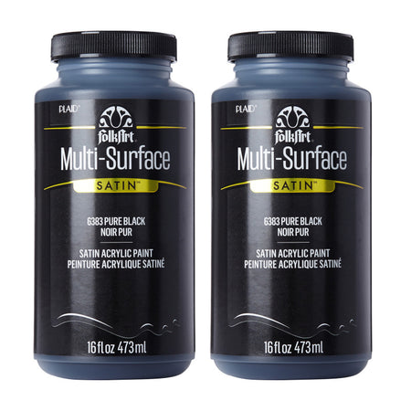 Acrylic Paint Multi-Surface Satin, 16oz., Pure Black, Pack of 2