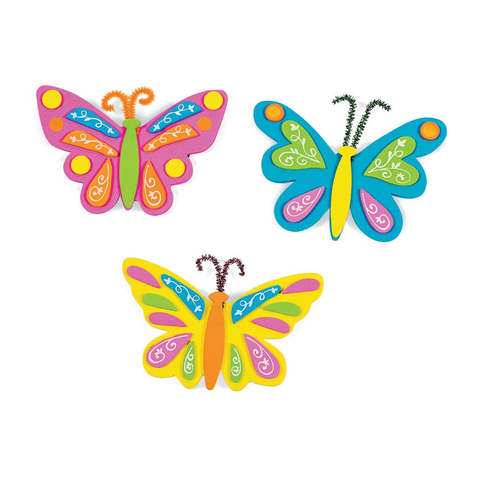 Foam Butterfly Magnet Craft Kit - 12 Project Pack (K48674)