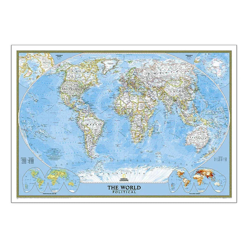 World Classic Map, Laminated, 43.5" x 30.5"