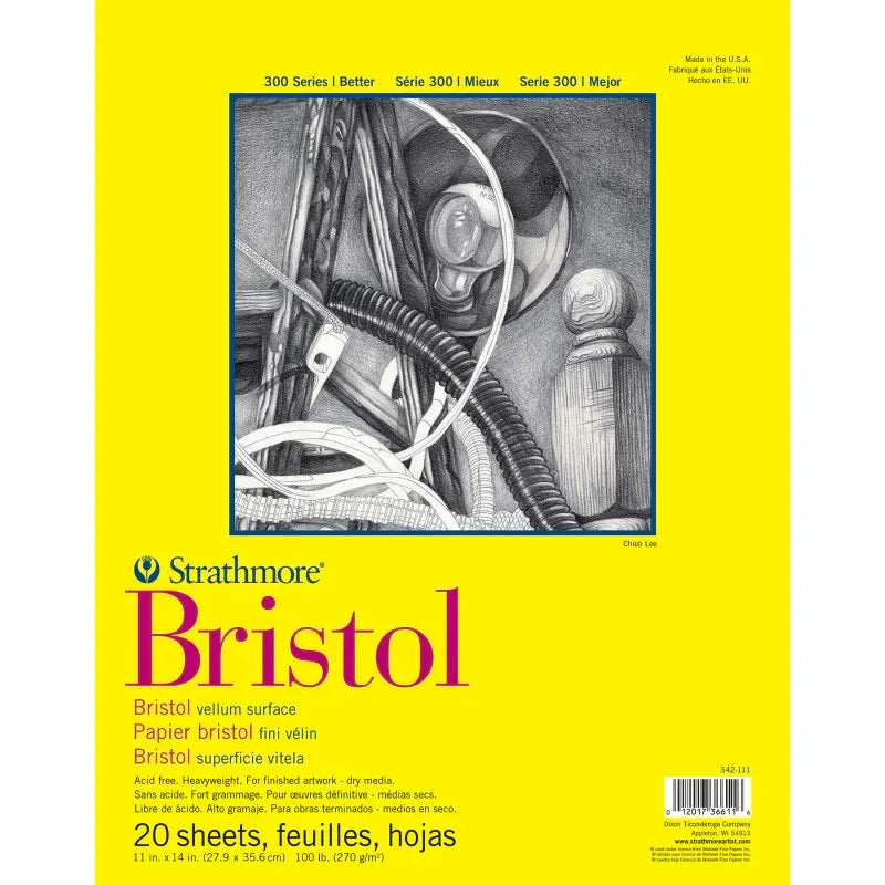 300 Series Bristol Pad, Vellum Finish, Tape Binding, 20 Sheet, 11x14 inch, 1 Count