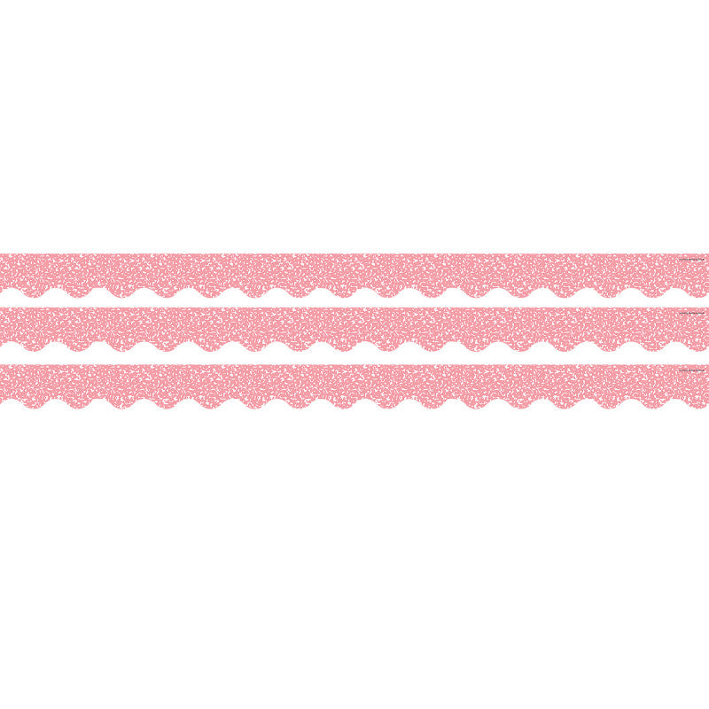 Composition Pink Scalloped Border Trim, 35 Feet Per Pack, 3 Packs