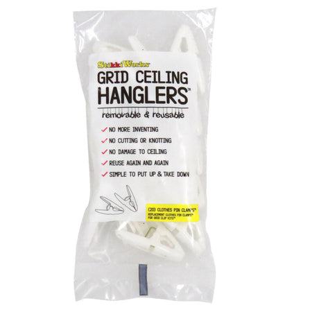 Grid Ceiling Hanglers&trade; Clothes Pin Clamps&trade;, Pack of 20