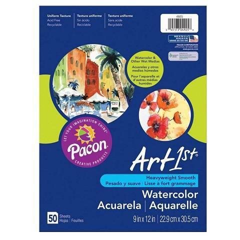 WATERCOLOR PAPER 12" X 18" WHITE, PACKAGE, 90 LB. 50 SHEETS (P4927)