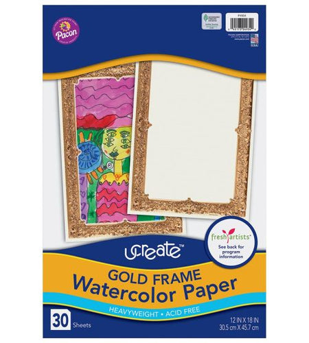 UCREATE® GOLD FRAME WATERCOLOR PAPER 12" X 18" GOLD FRAME 30 SHEETS