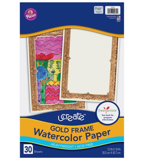 UCREATE® GOLD FRAME WATERCOLOR PAPER 12" X 18" GOLD FRAME 30 SHEETS