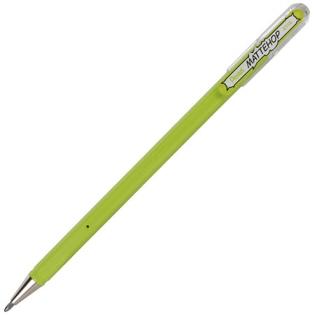 Hybrid MATTEHOP Gel Roller, 1.0mm, Matte Yellow Green Ink, Pack of 12