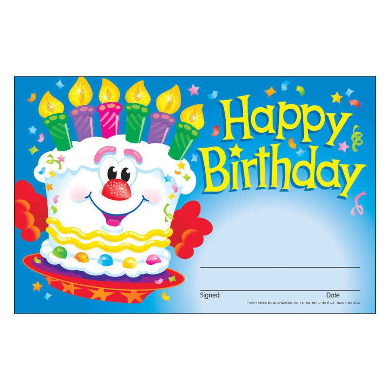 Happy Birthday Cake Recognition Awards, 30 ct