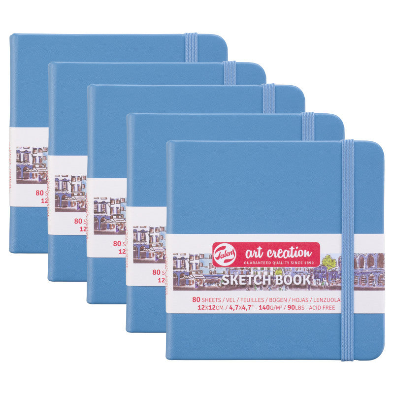 Sketchbook, 80 Sheets, 90lbs, Lake Blue Cover, 4.7" x 4.7", Pack of 5