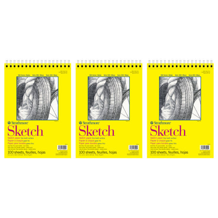 300 Series Sketch Pad, Side Wire Binding, 100 Sheets, 9x12 inch, Pack of 3