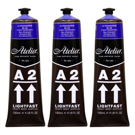 A2 Heavy Body Lightfast Artist Acrylic, 4 oz., Ultramarine Blue, Pack of 3
