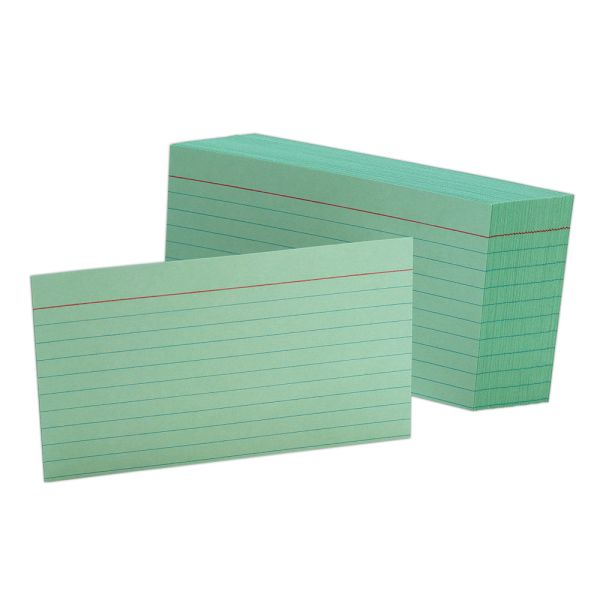 Colored Ruled Index Cards Green - 4x6 Inches - Pack of 100, (9153GN)