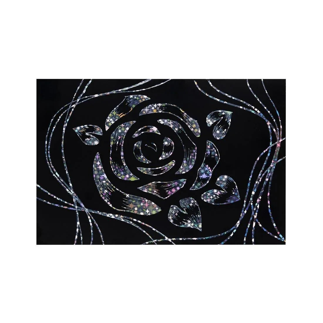 Hygloss Scratch Fun Posterboard HOLOGRAPHIC Black Matte Scratch Art, 100 Silver Holographic Papers 4" x 6" with 20 styluses (55784)