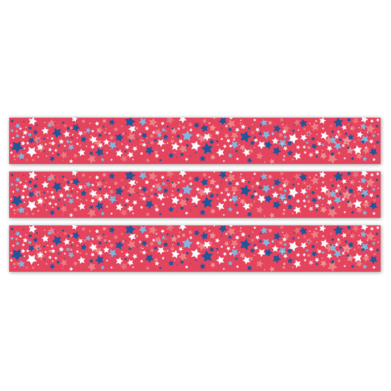 Core Decor Patriotic Stars EZ Border, Bulletin Board Border, 48 Feet Per Pack, 3 Packs