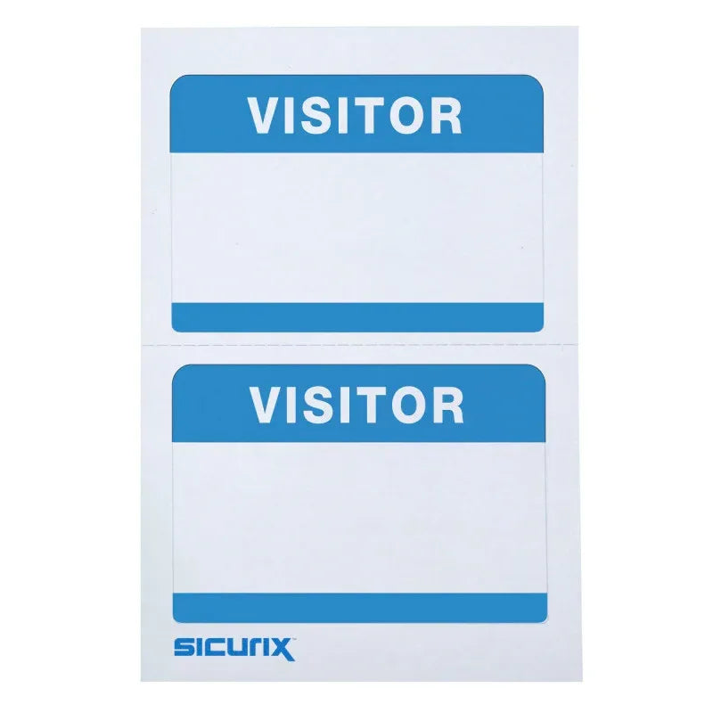 Visitor Adhesive Badges, Blue, Pack of 100