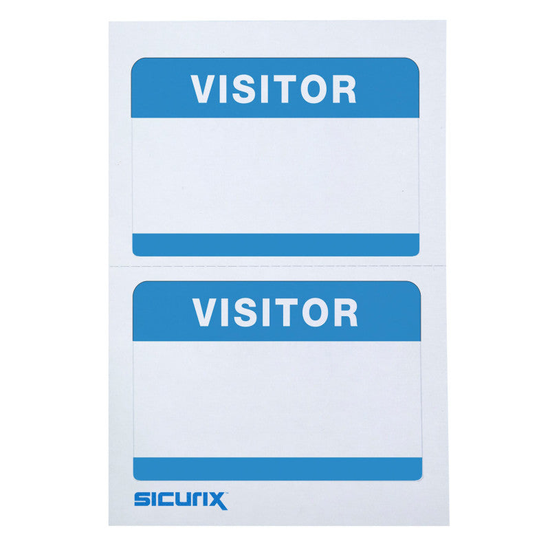 Visitor Adhesive Badges, Blue, Pack of 100