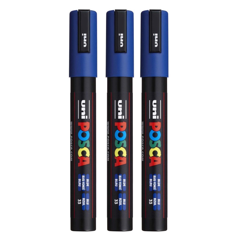 PC-5M Paint Markers, Medium Bullet Tip (1.8-2.5 mm), Blue, Pack of 3