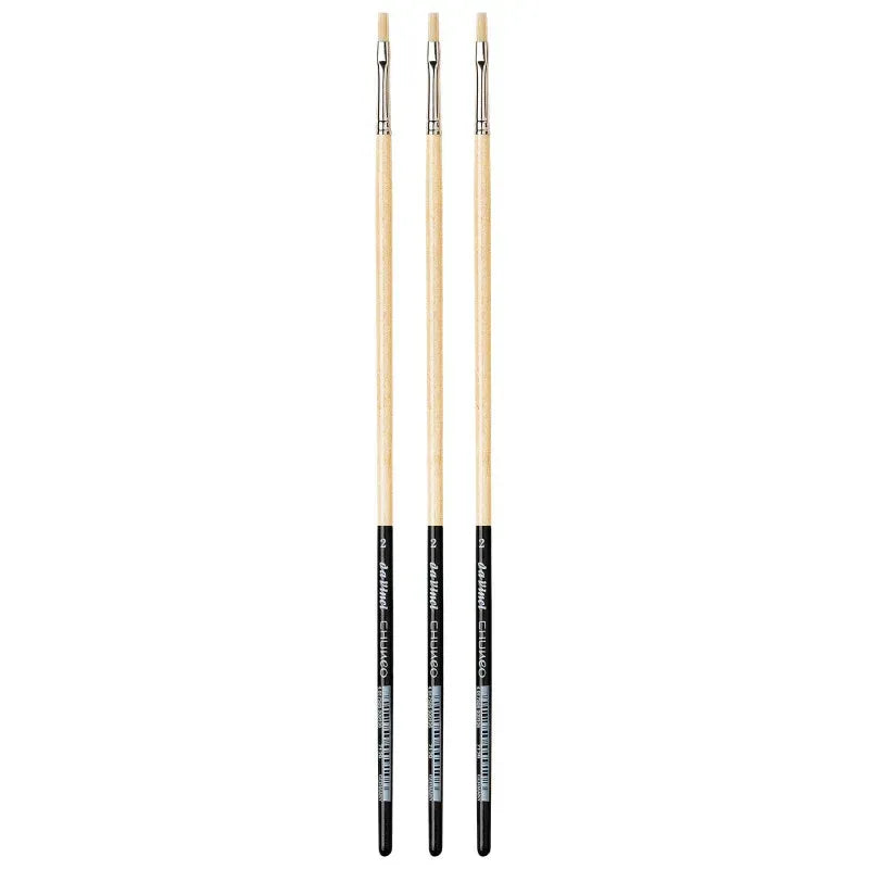 CHUNEO Synthetic Hog Bristle, Oil, Flat, Series 7129, Size 2, Pack of 3