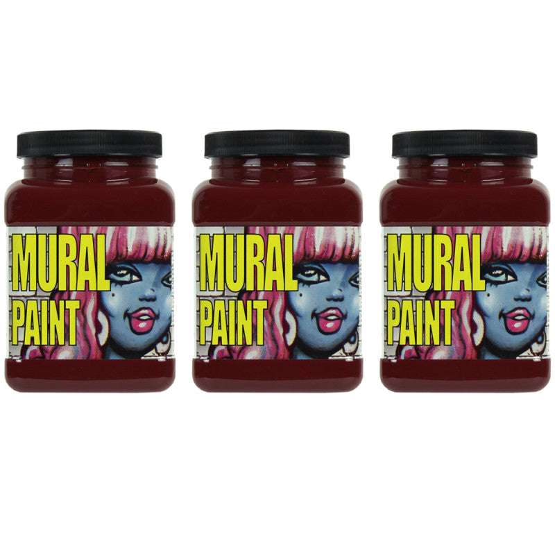 Mural Paint, Pint, Brick (Dark Red), Pack of 3